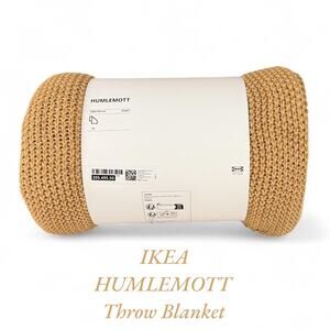IKEA HUMLEMOTT Yellow Beige Throw Blanket 51" x 67"